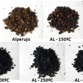 3 Apariencia de las muestras de alperujo torrefactado a distintas temperaturas